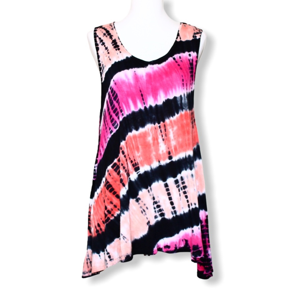 WD.NY Pink Tie Dye Asymmetric Relaxed Tank Top